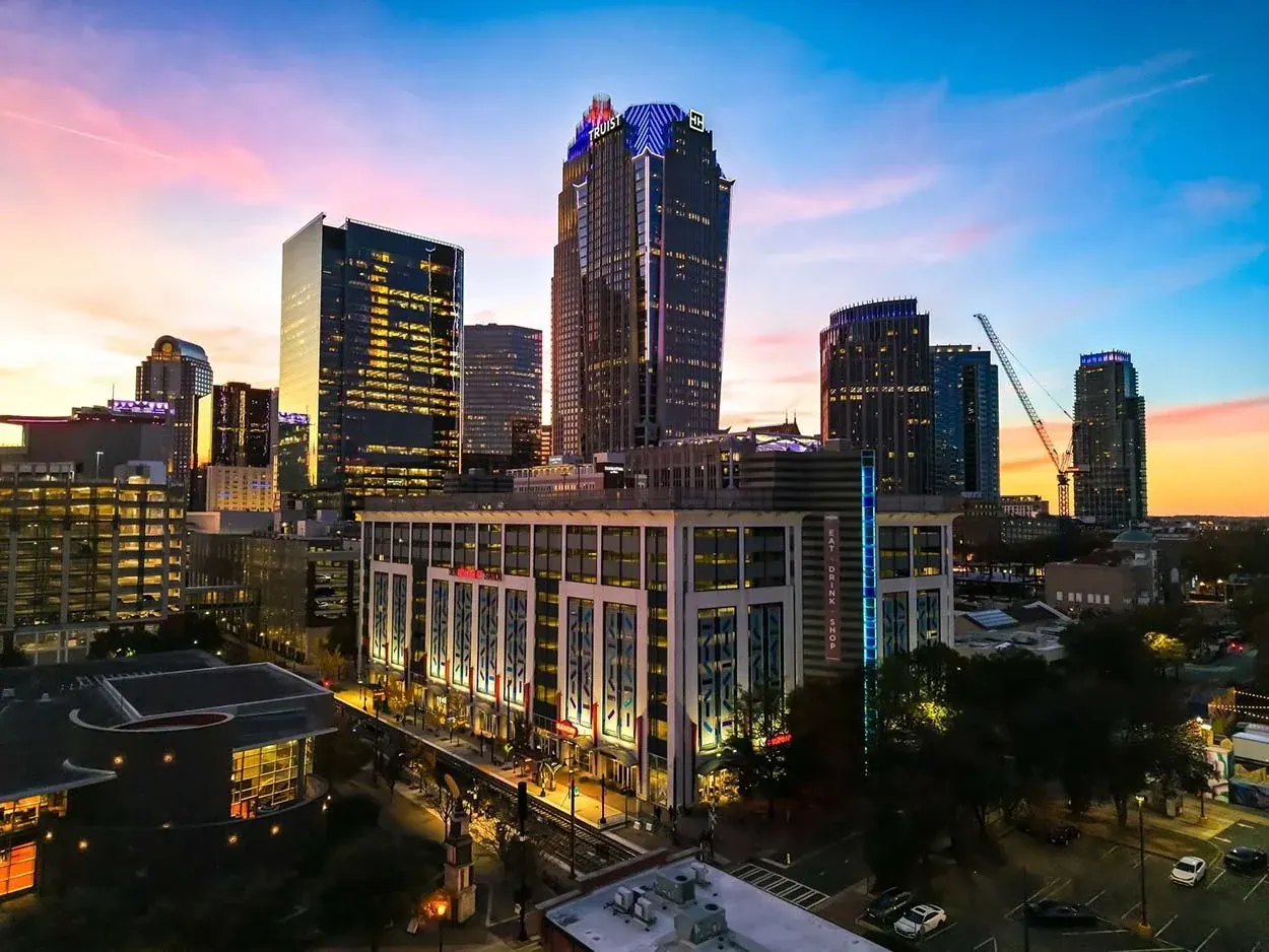 Charlotte skyline at dusk