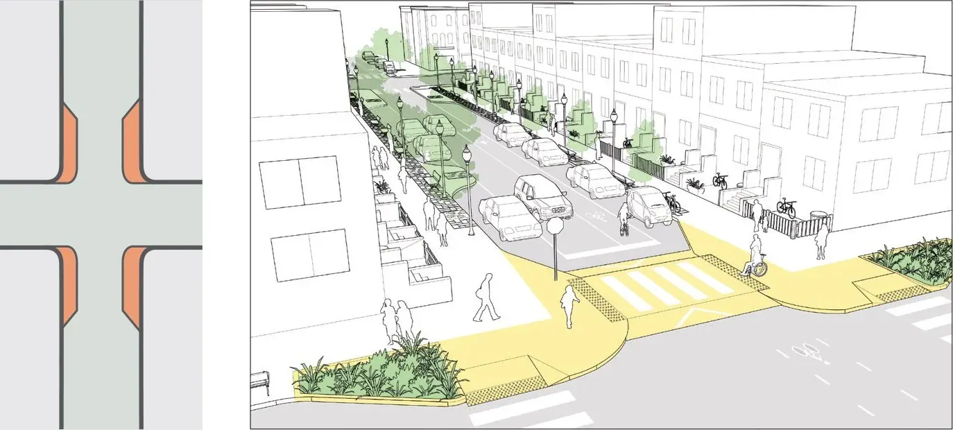 Graphic image of daylighting technique, street calming